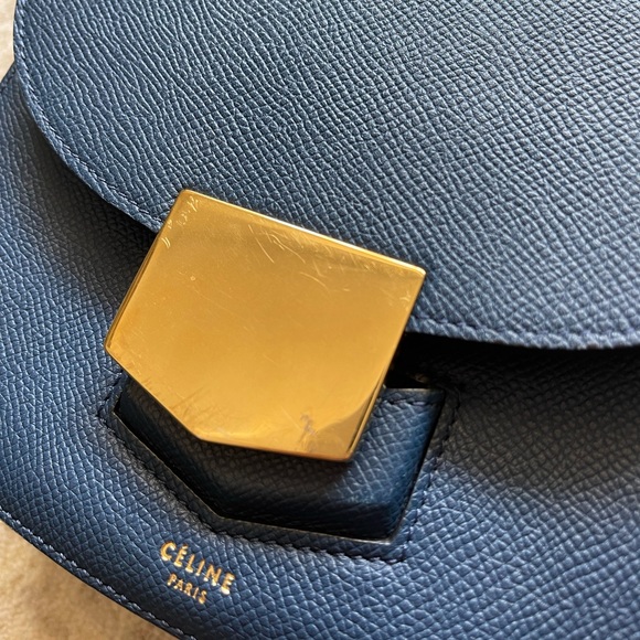Celine Trotteur Crossbody Bag Grainy Leather Small Deep sea - Picture 3 of 6